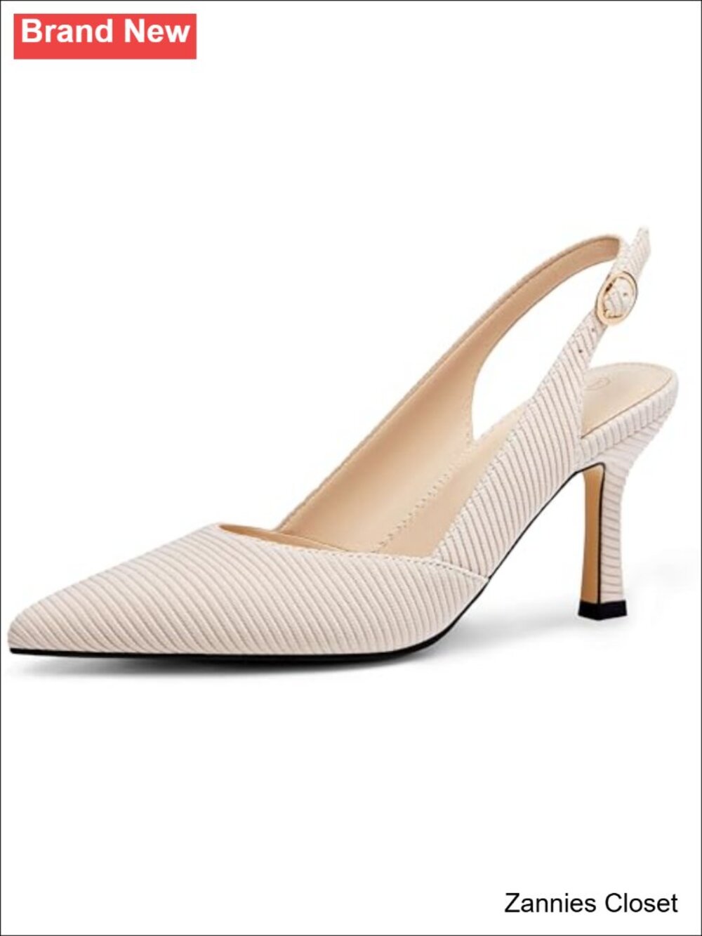 ✨ Women's Slingback Kitten Heels Closed Pointed Toe Faux Leather Dress Pumps